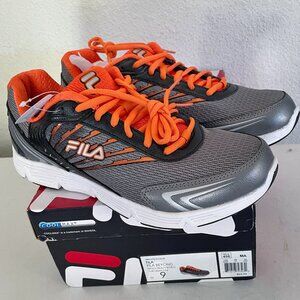 NIB! Fila Mens Beyond Coolmax 1HR18047-054 Gray Orange Running Shoes Sneakers 9